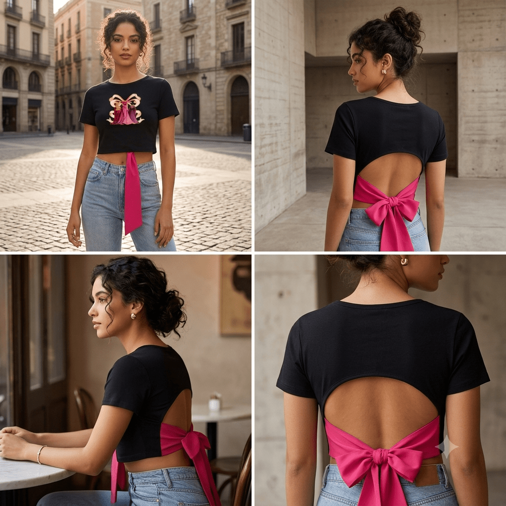 Hocus Pocus Pink Bow Slim Fit Boatneck T-Shirt