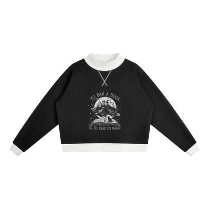 Hocus Pocus Don't Ban Books Mock Neck Crewneck Sweatshirt
