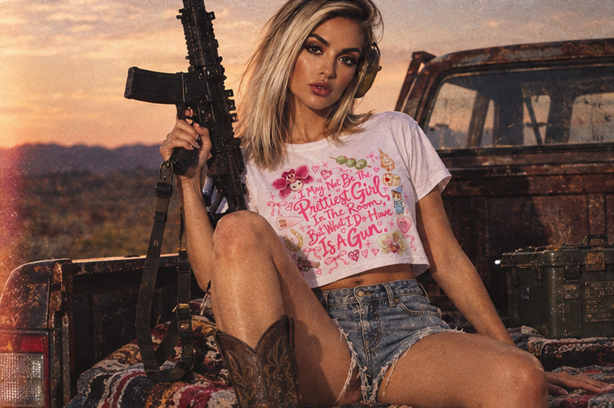 Just A Girl With A Gun Crop Top